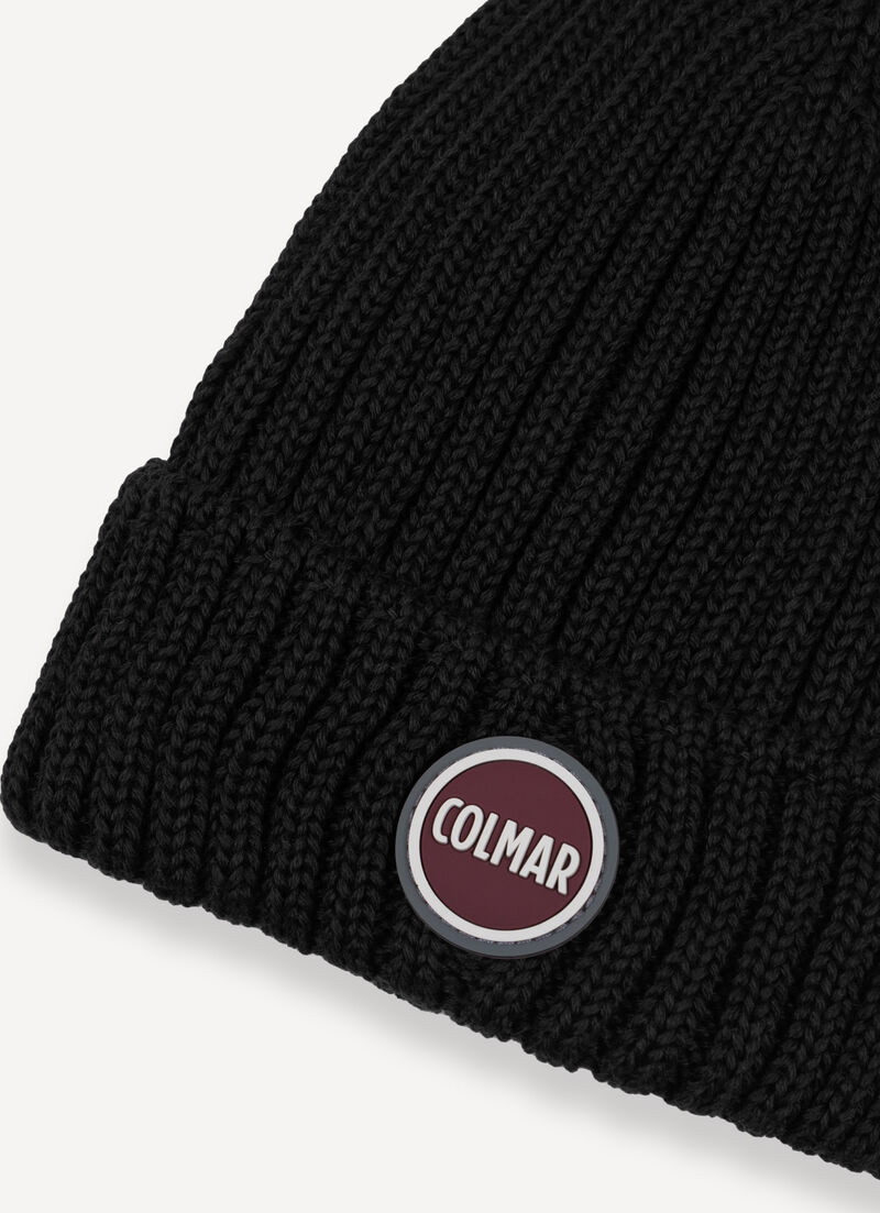 Unisex rib-knit hat with turn-up