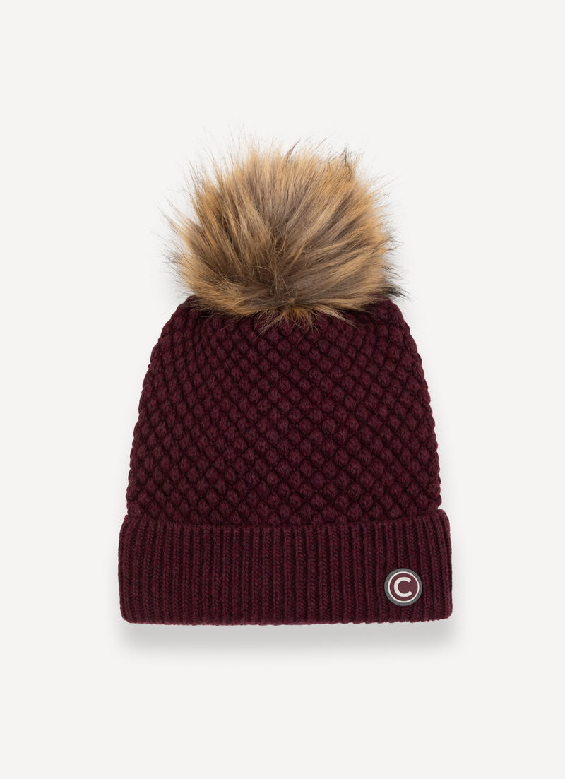 Unisex hat with faux fur pom-pom