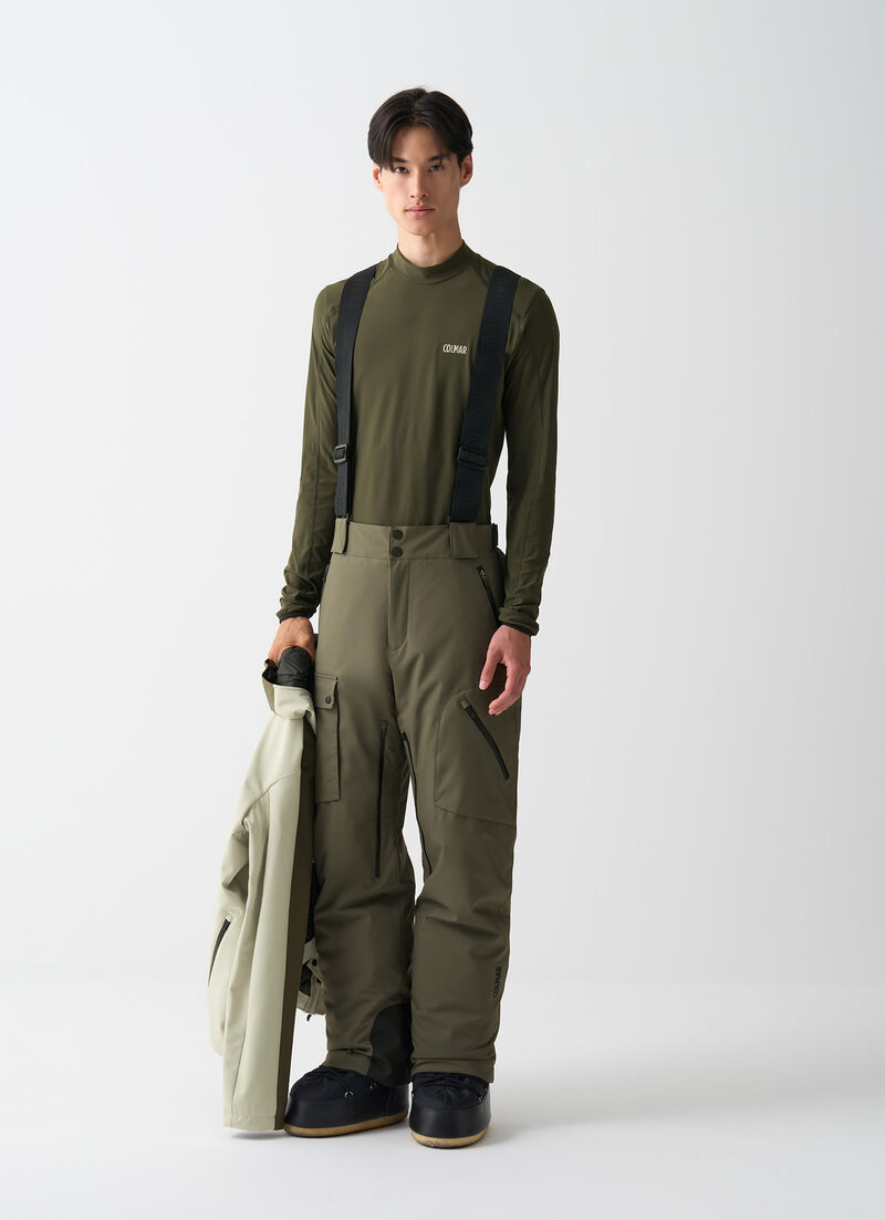 Padded cargo-style ski salopettes