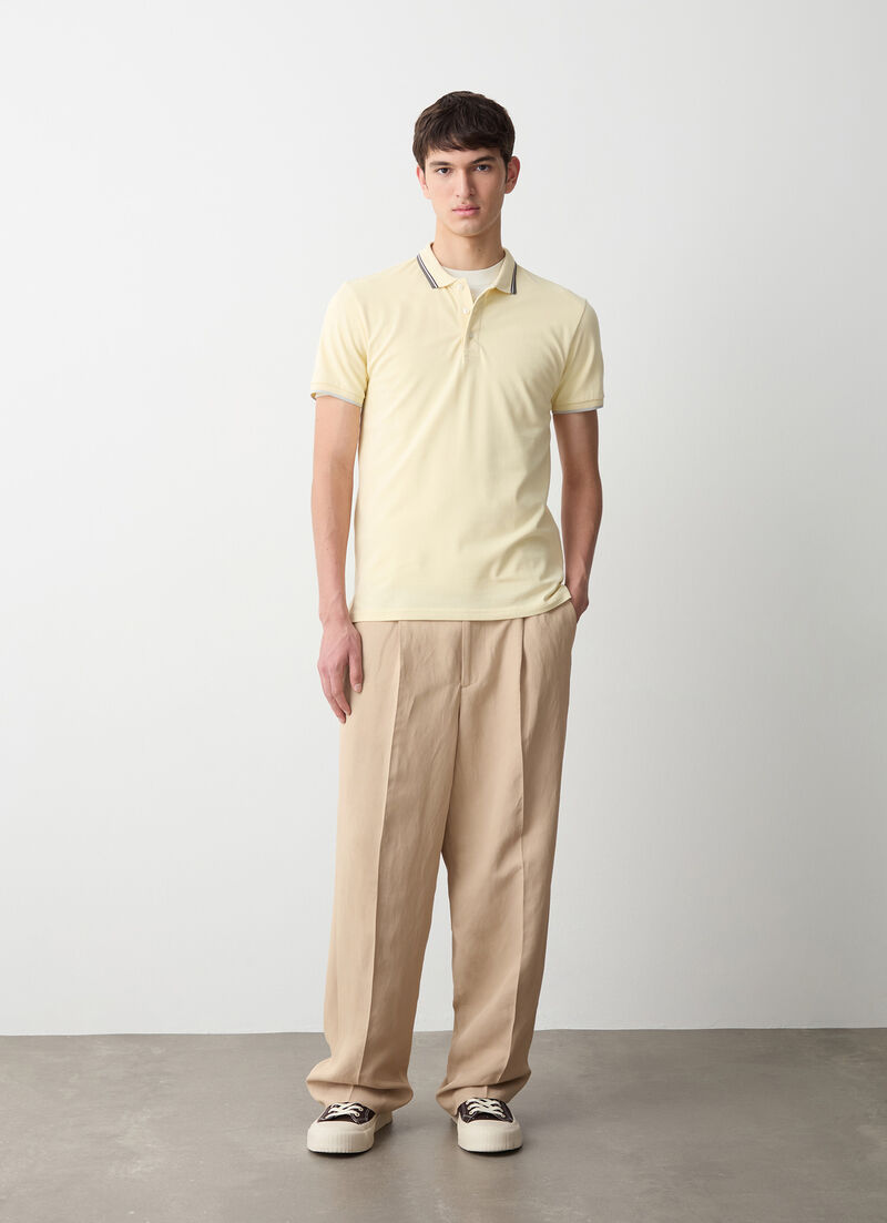 Piqué polo-shirt with stripes