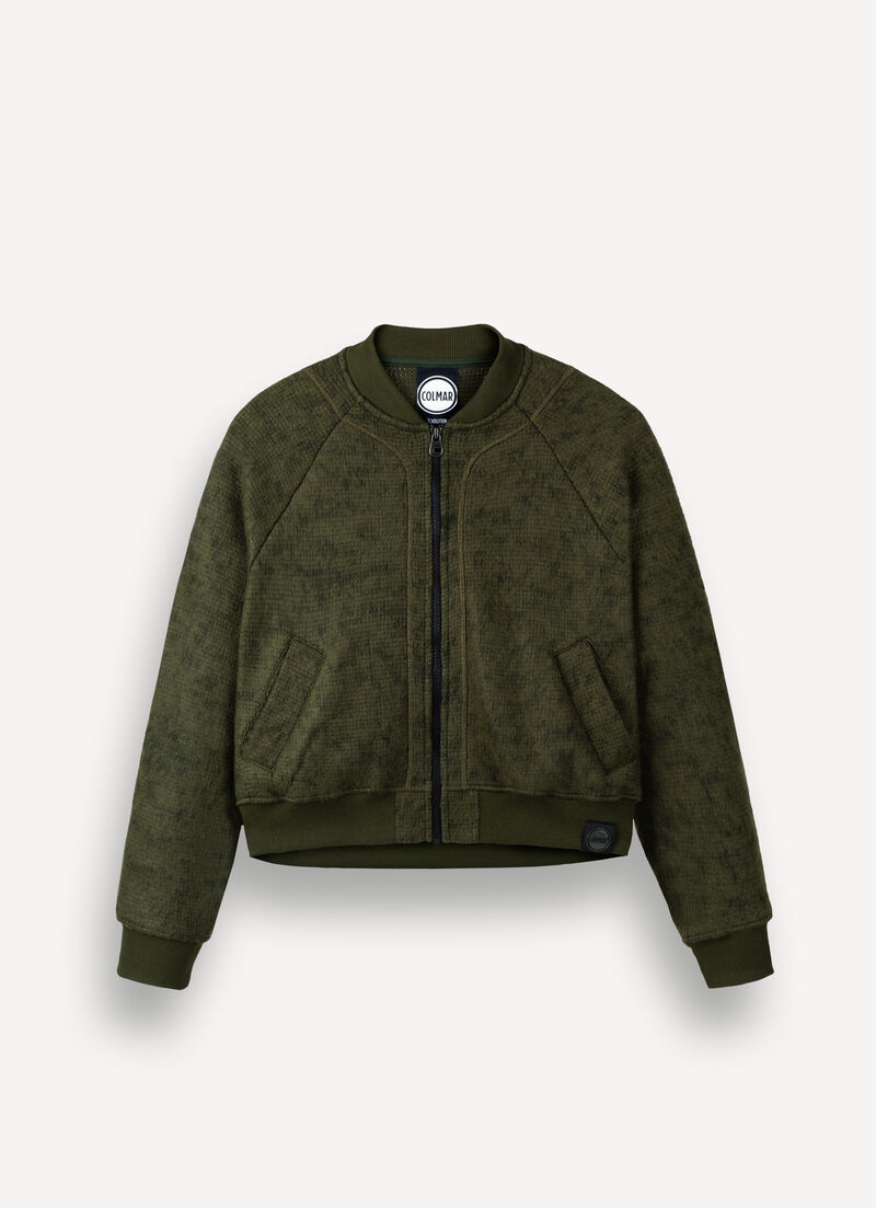 Jacquard knit bomber jacket