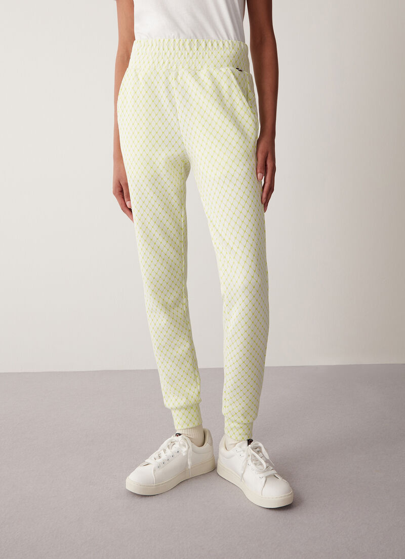 Geometric-design interlock trousers