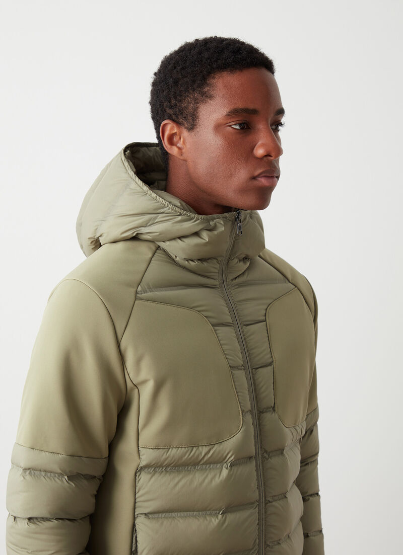 Sporty neoprene and nylon down jacket