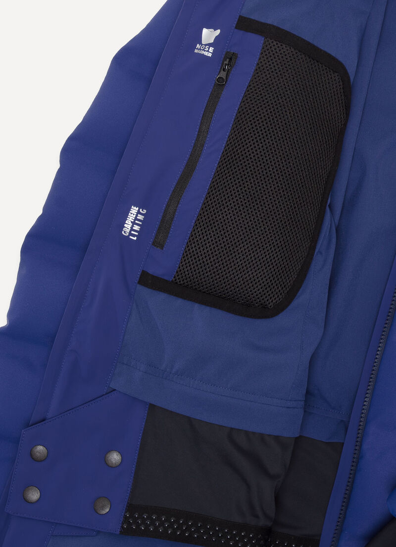 Extra-warm down ski jacket with neck warmer