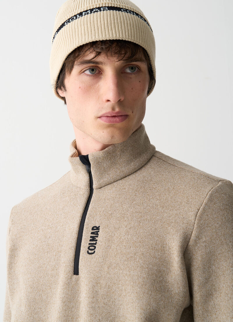 Half-zip wool ski fleece