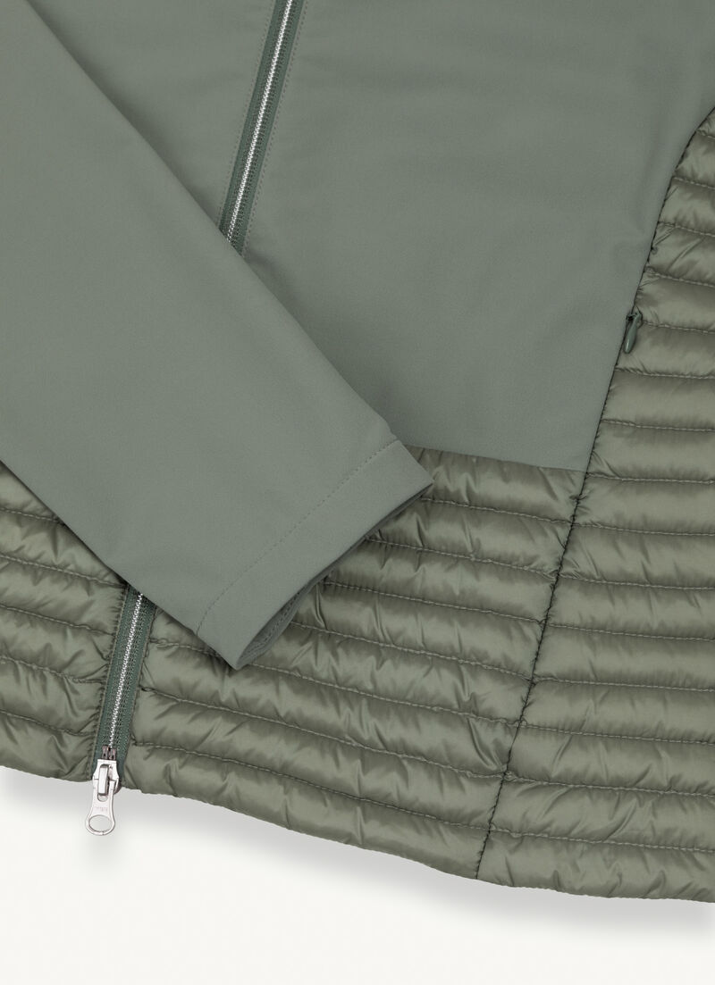 Semi-quilted jacket with combination of fabrics