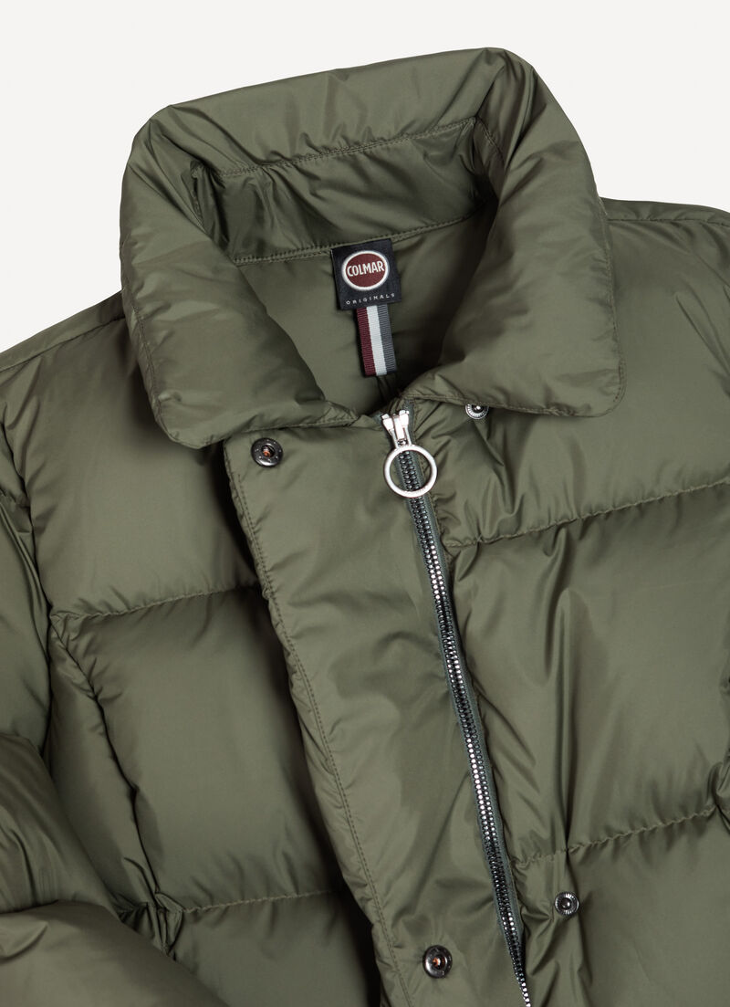 Matte-fabric maxi-down jacket