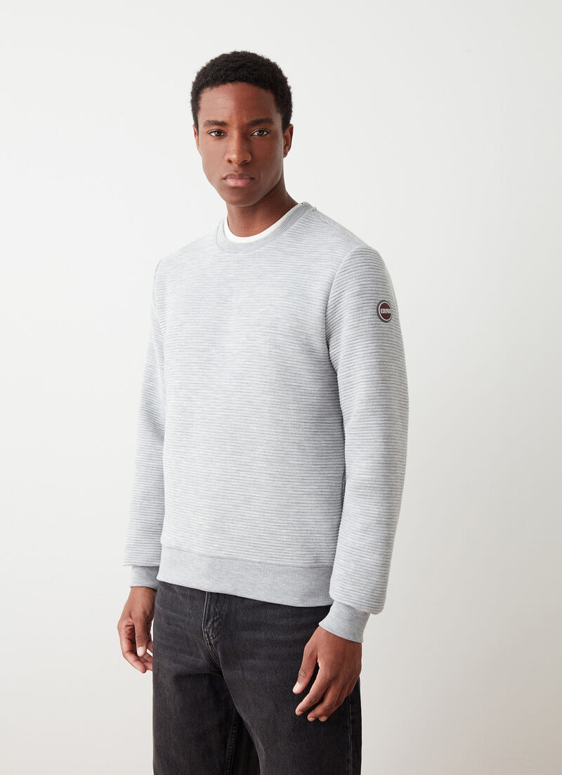 Crew-neck ribbed ottoman sweatshirt