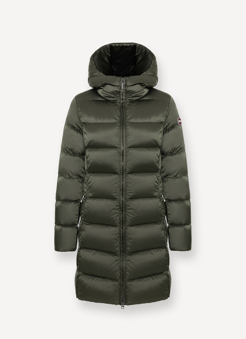 Long down jacket with hood