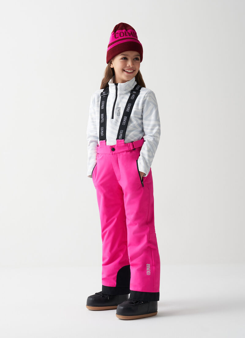 Unisex ski salopettes with adjustable length