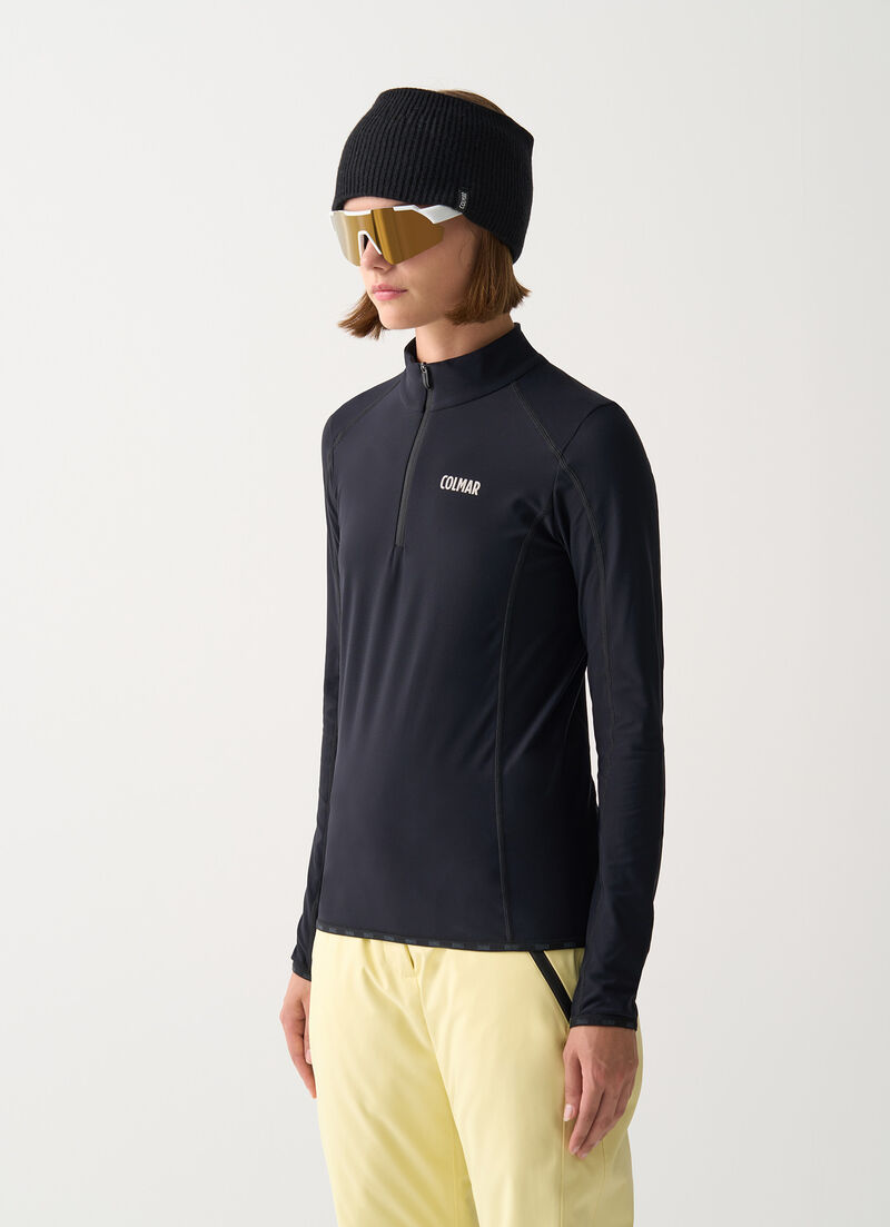 Thermal stretch ski jumper with half-zip