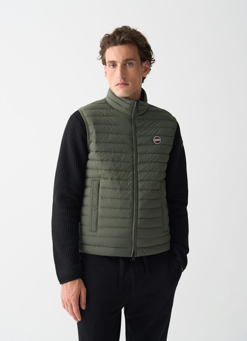 Light down vest with drawstring