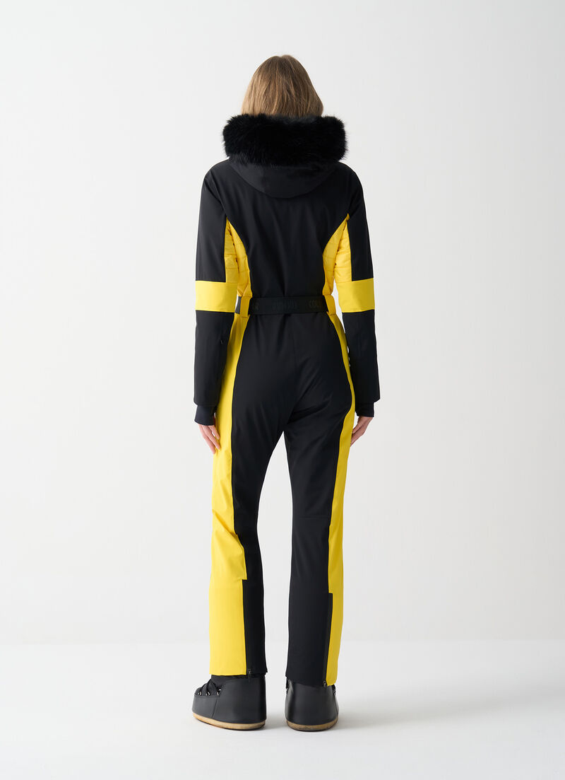 Clepsydra padded ski suit with faux fur