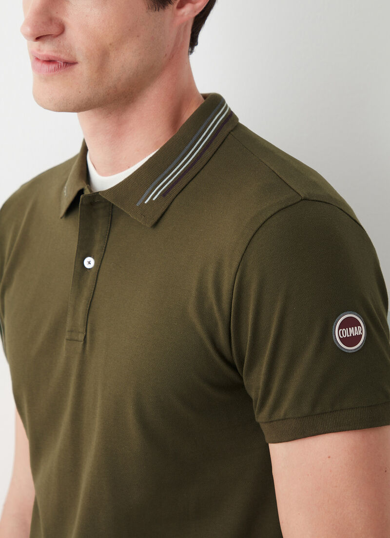Piqué polo-shirt with jacquard stripe