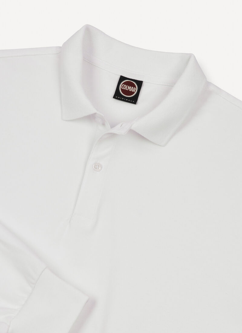 Long-sleeved polo shirt in stretch piqué
