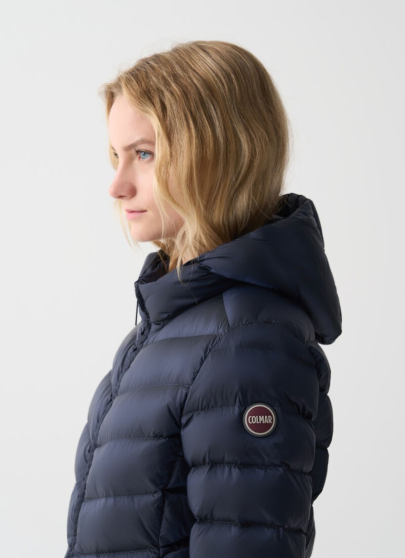 Quilted down jacket with hood