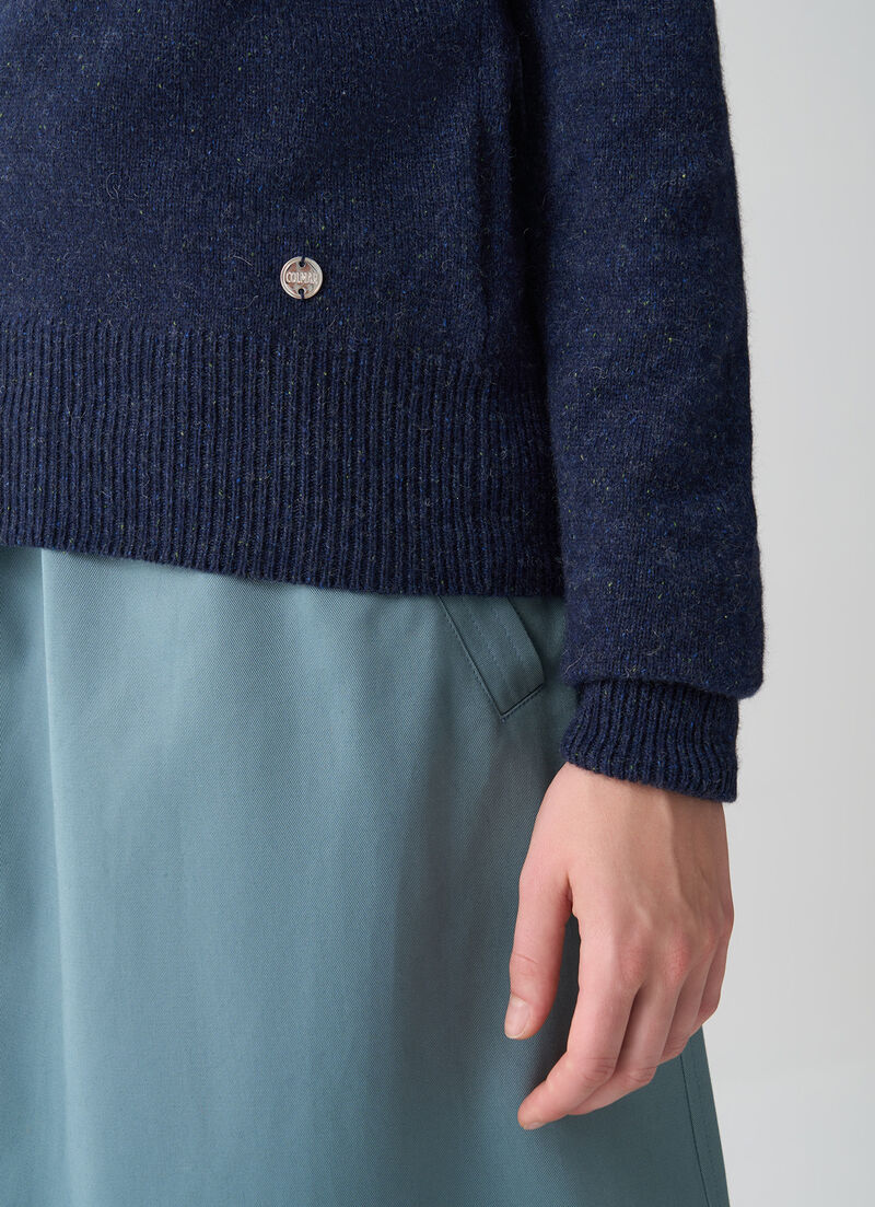 Melange polo-neck jumper