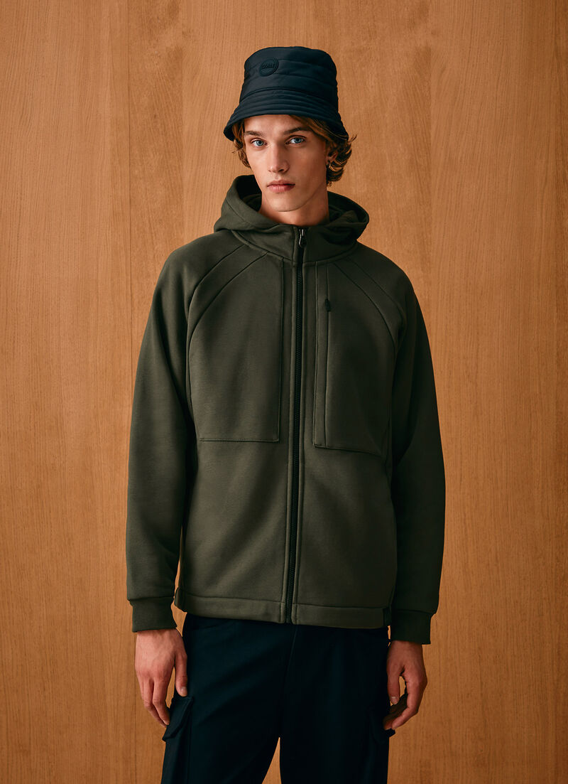 Sweatshirt with zip and maxi-pocket