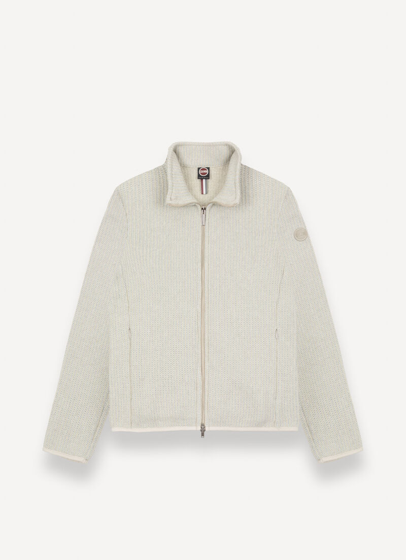 Rib-knit pullover with zip