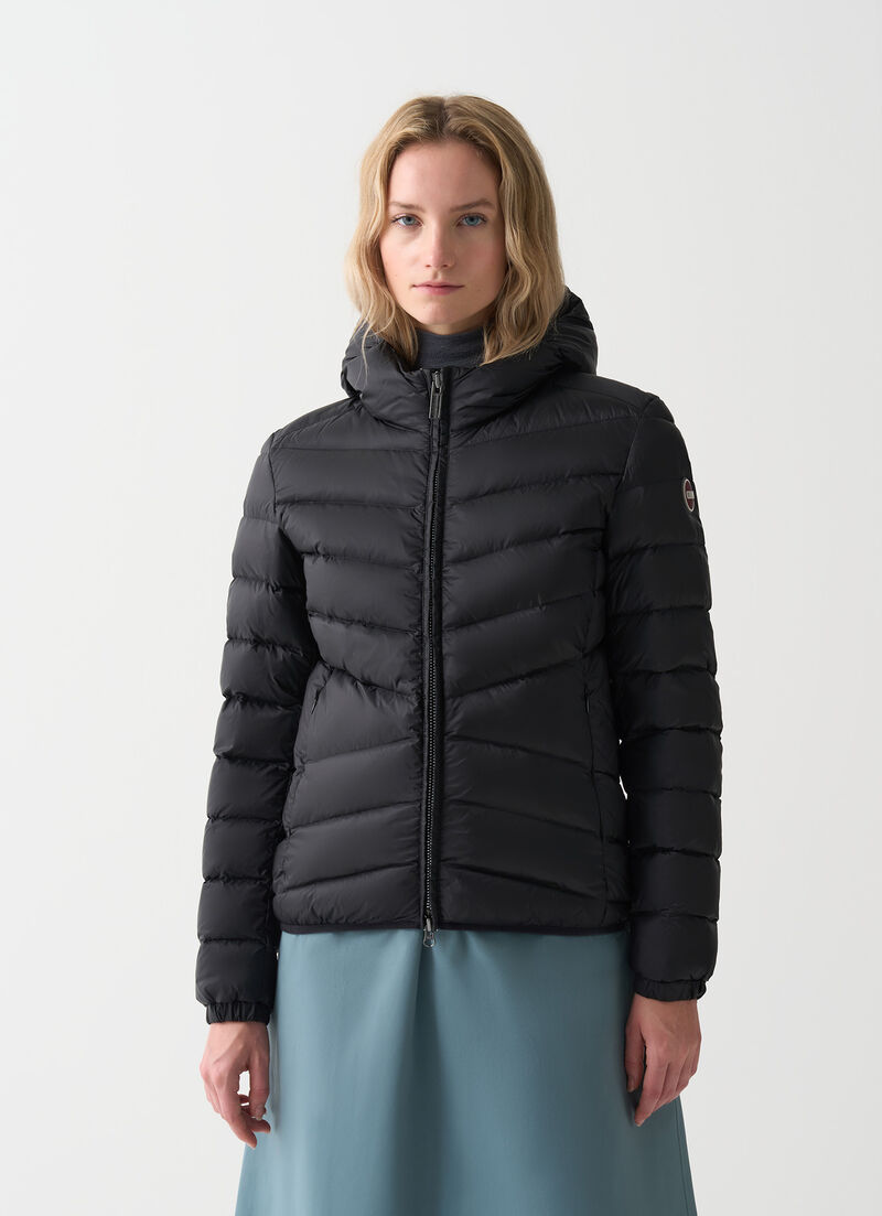 Quilted down jacket with hood