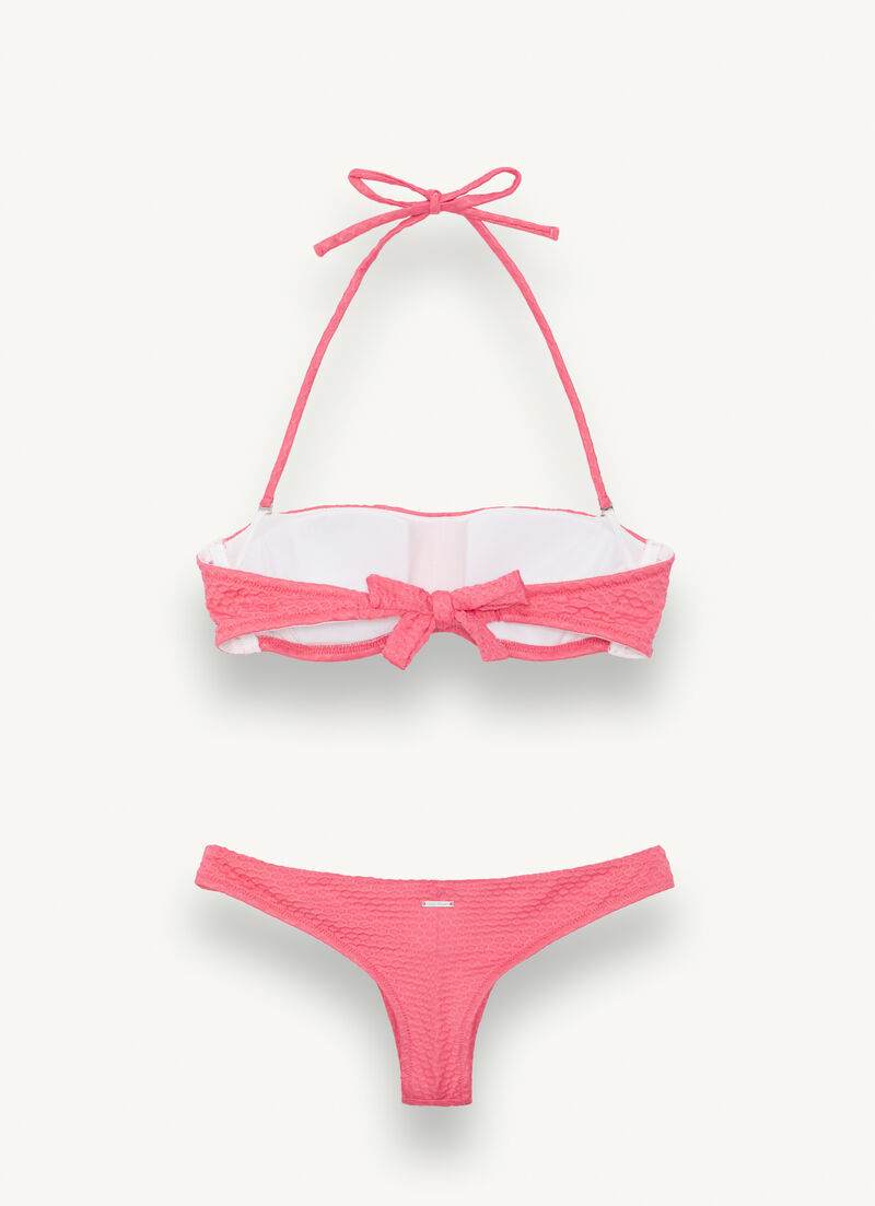 Bandeau bikini in honeycomb fabric