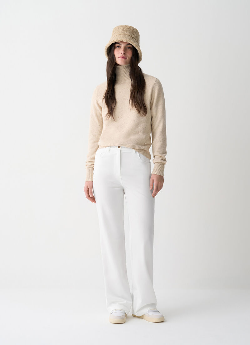 Melange polo-neck jumper