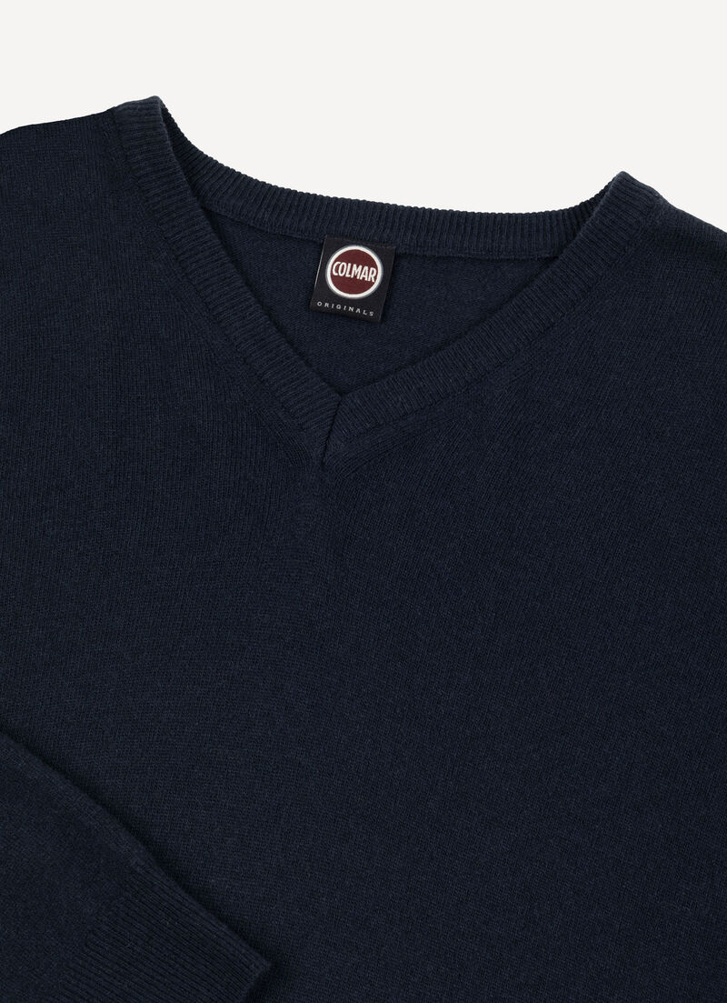 Cashmere stockinette-stitch V-neck pullover