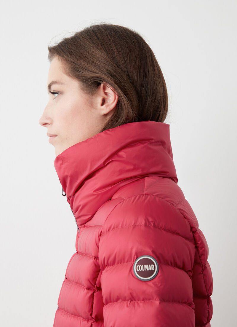 Fitted down jacket with knit cuffs