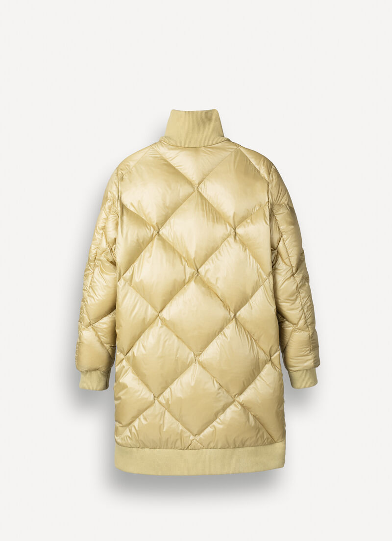 Long colour-block bomber jacket with diamond design