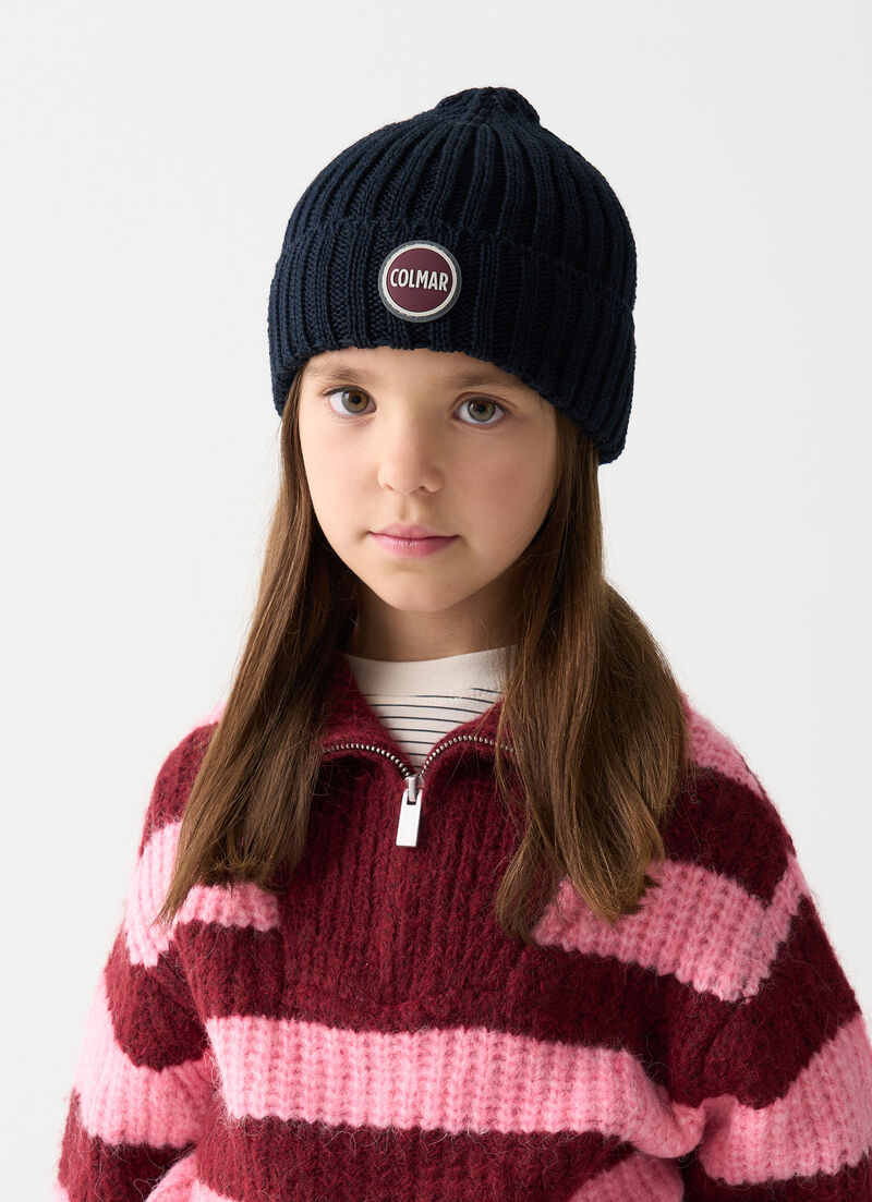 Unisex rib-knit hat with turn-up