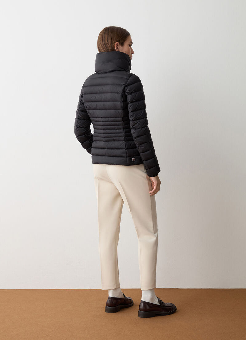 Fitted down jacket with knit cuffs