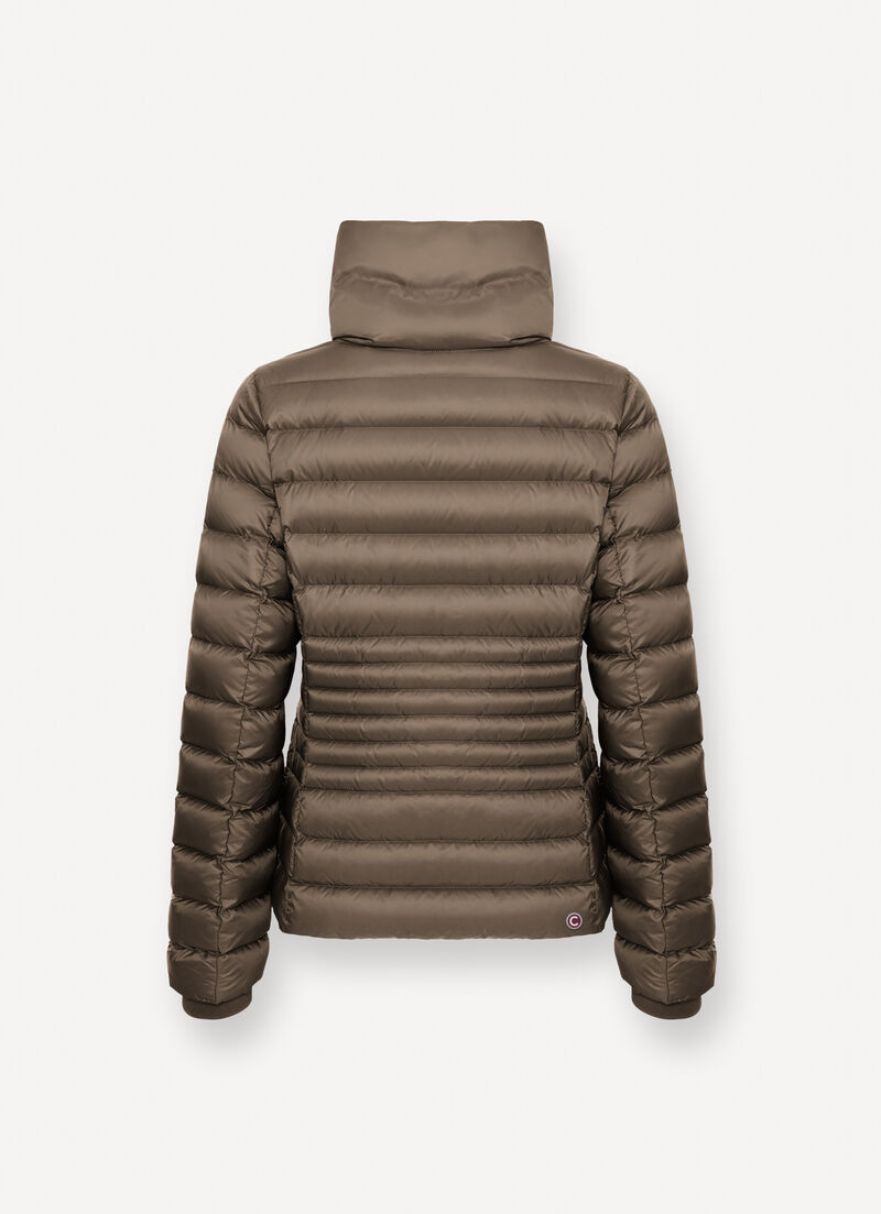 Fitted down jacket with knit cuffs