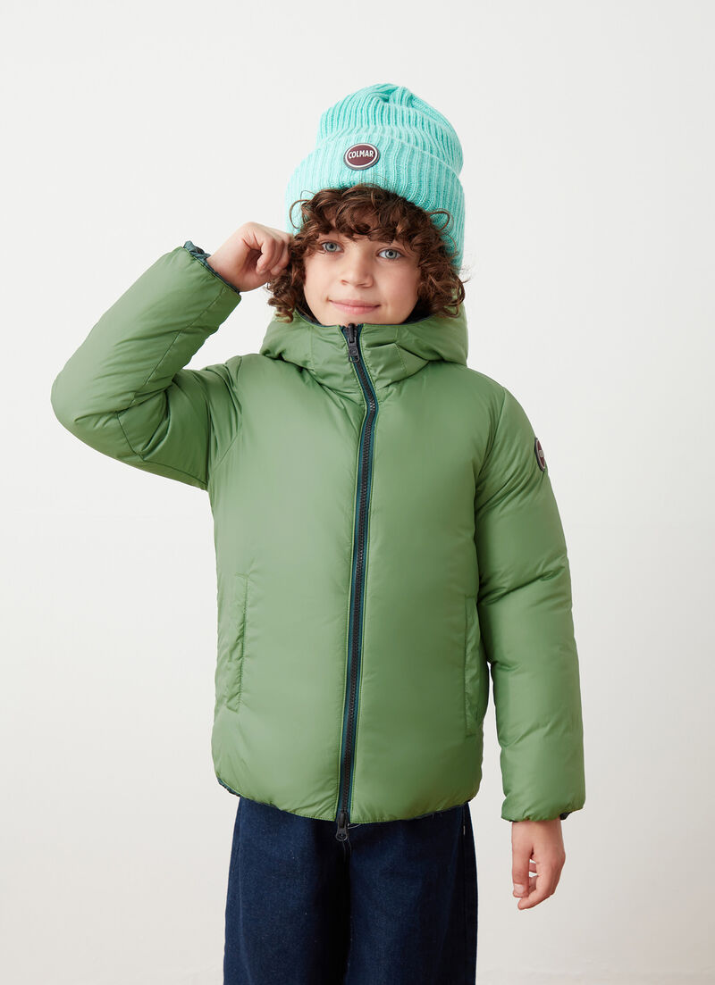 Reversible hooded quilted jacket