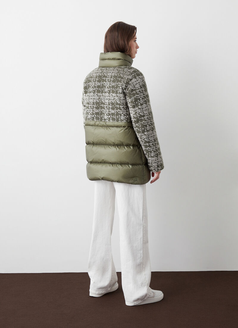 Jacquard down jacket with padded collar