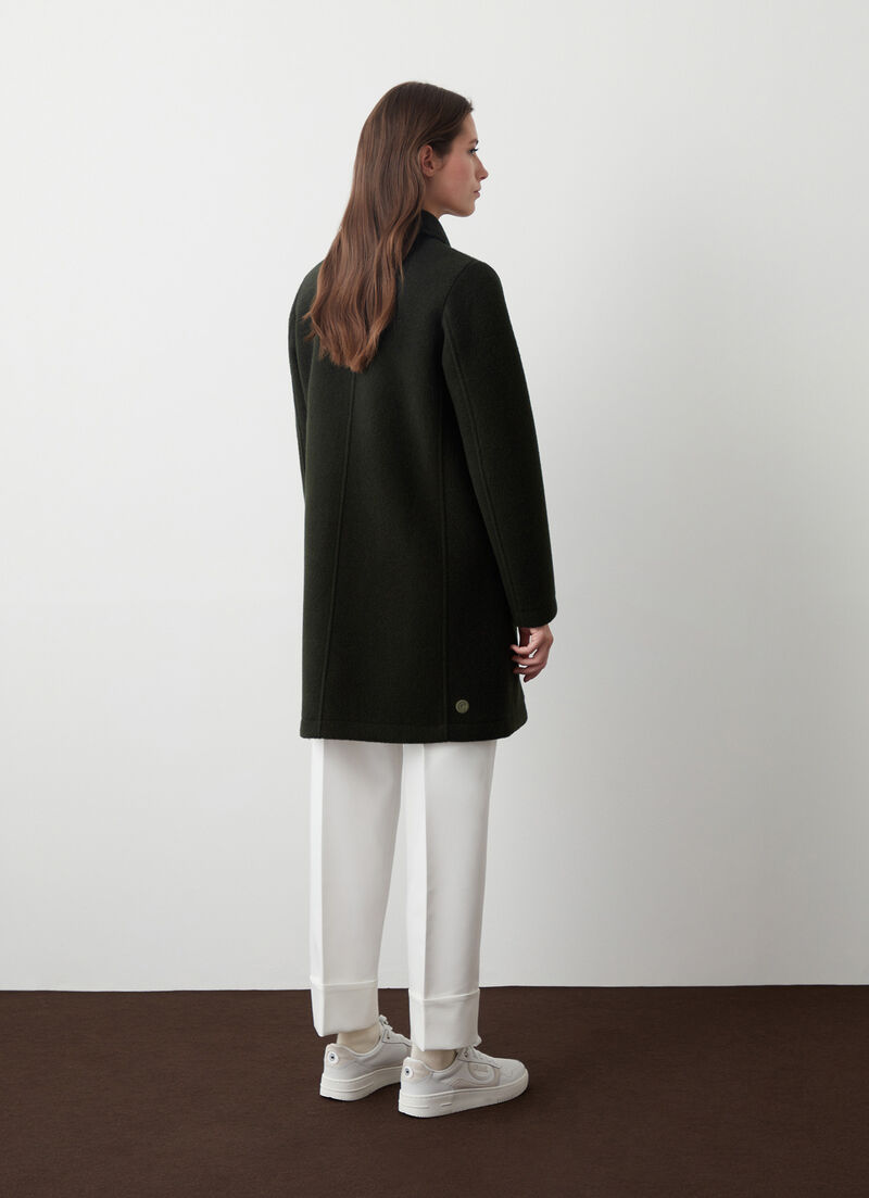 Wool baize coat with zip