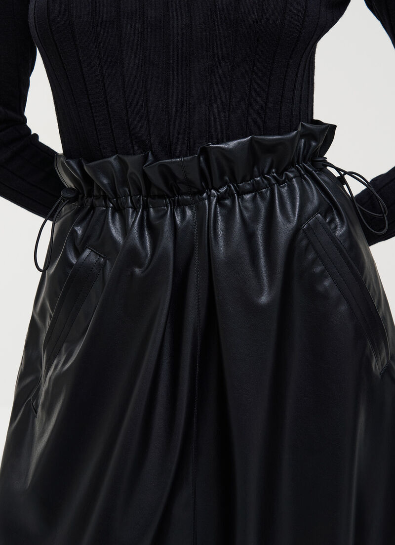 Faux leather midi skirt