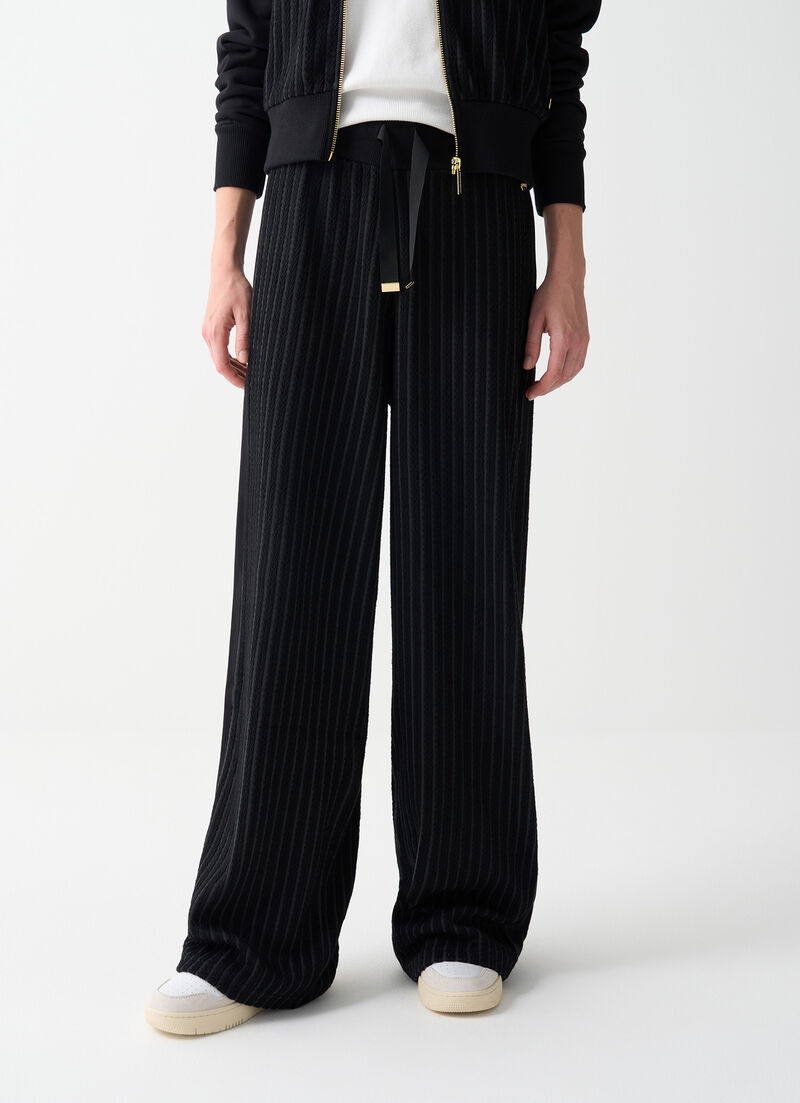Cable-knit tracksuit bottoms