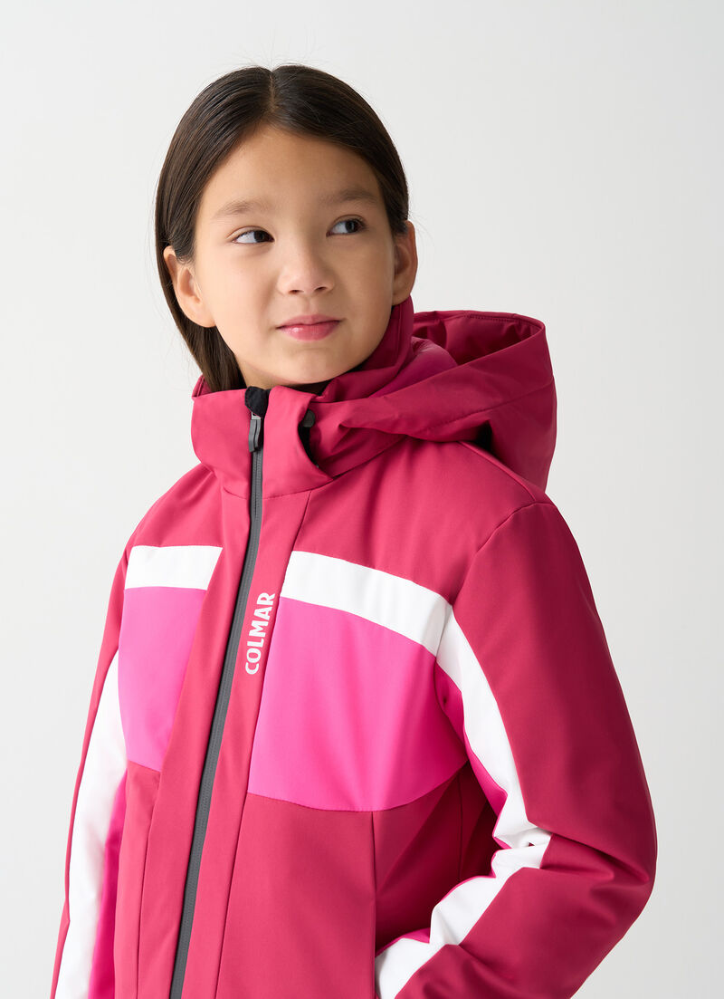 Girl's colour-block ski jacket
