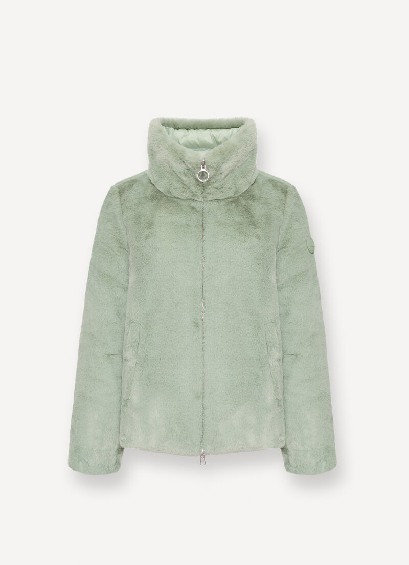 Reversible faux fur down jacket