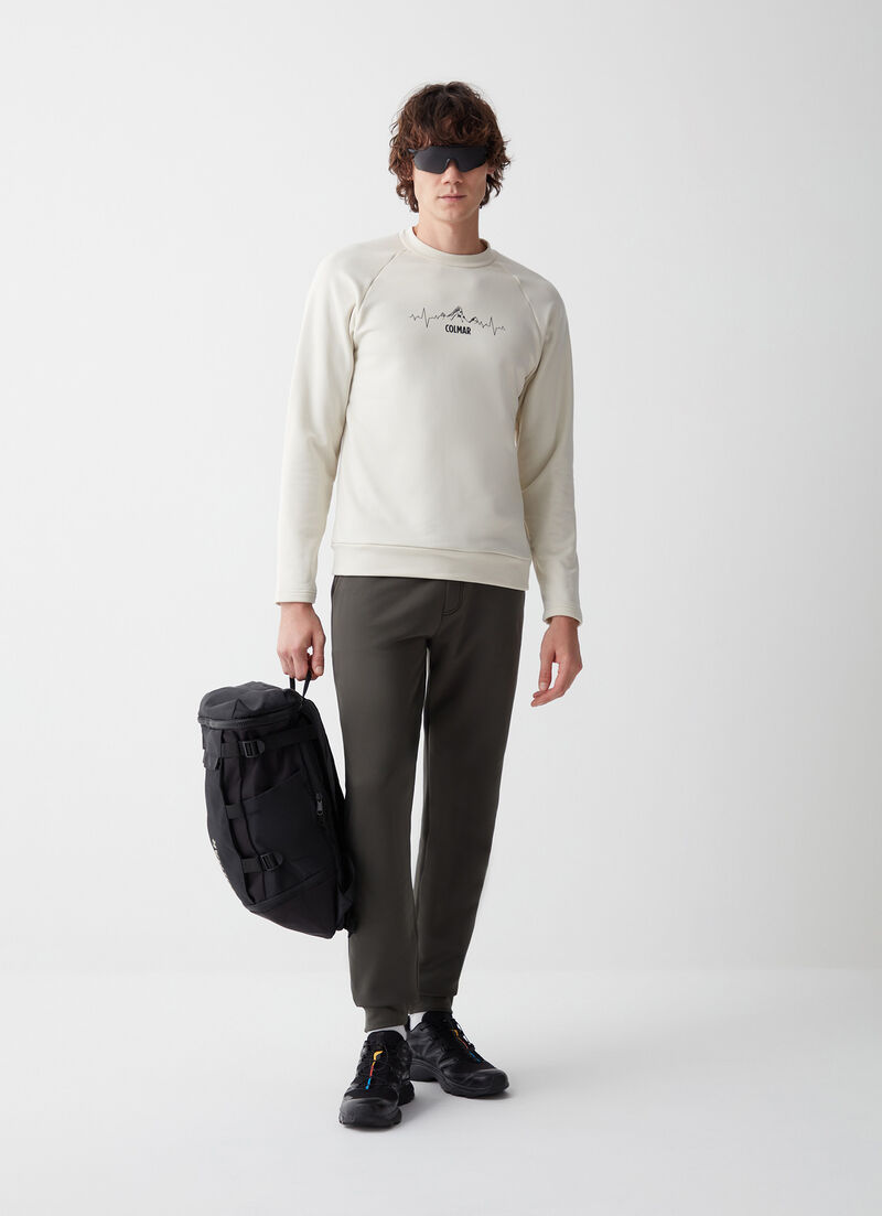 Printed crew-neck stretch ski fleece