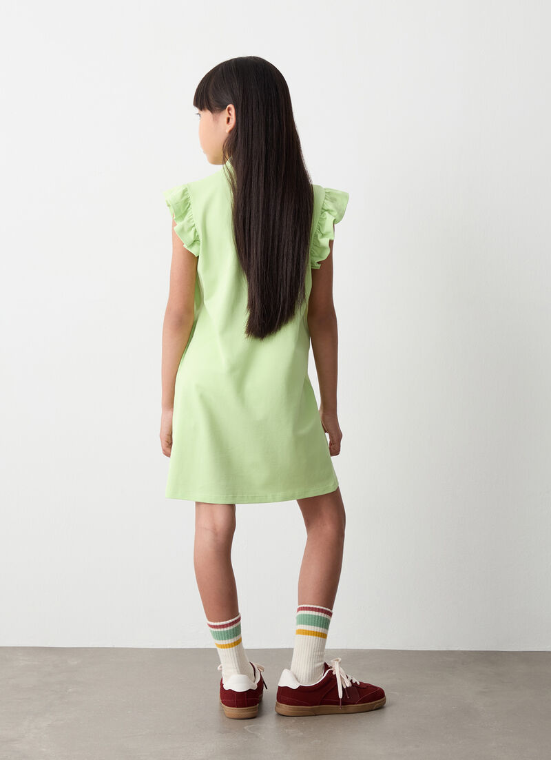 Piqué dress with flounced detailing