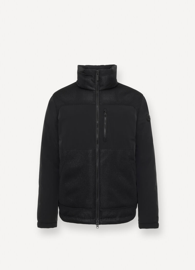 Bi-material down jacket