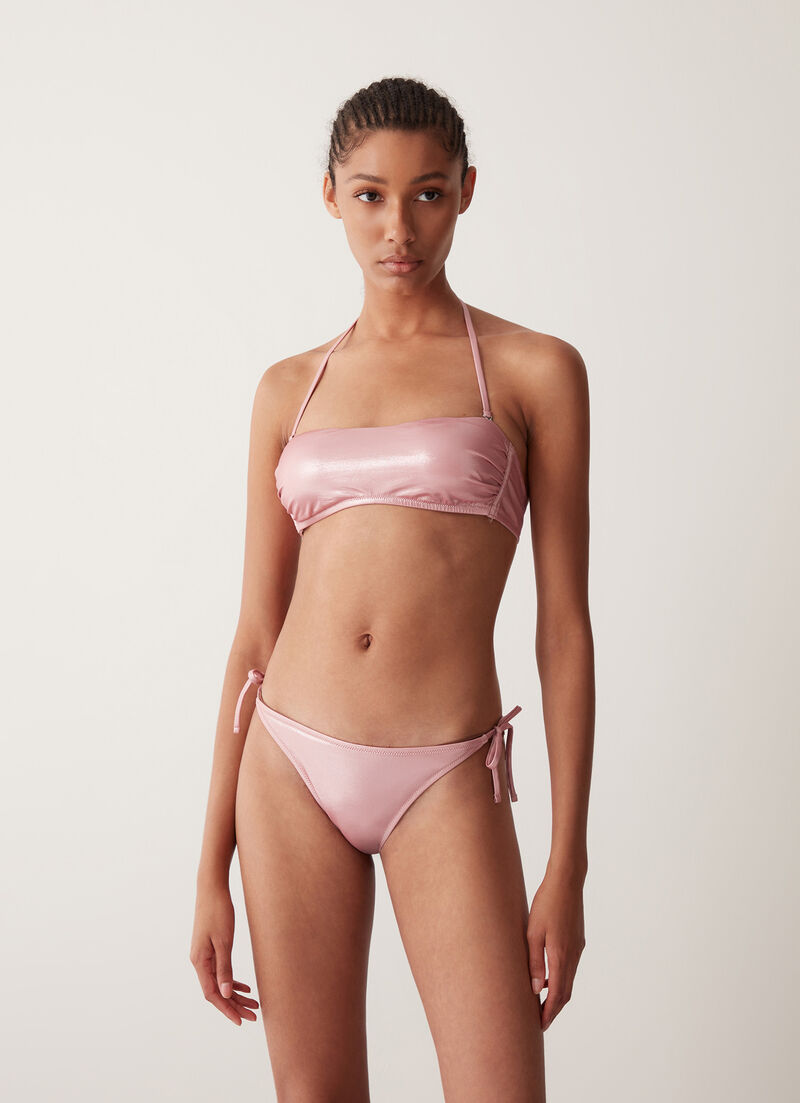 Glitter effect bandeau bikini