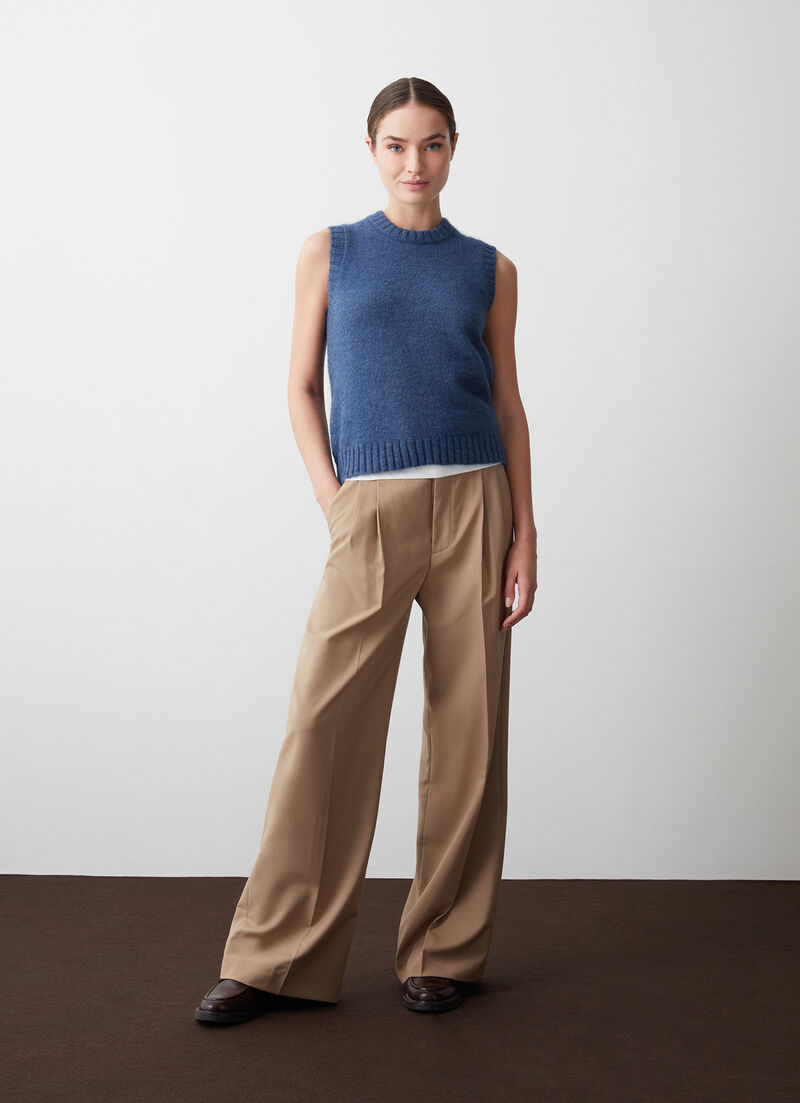 Crew-neck mohair-blend vest