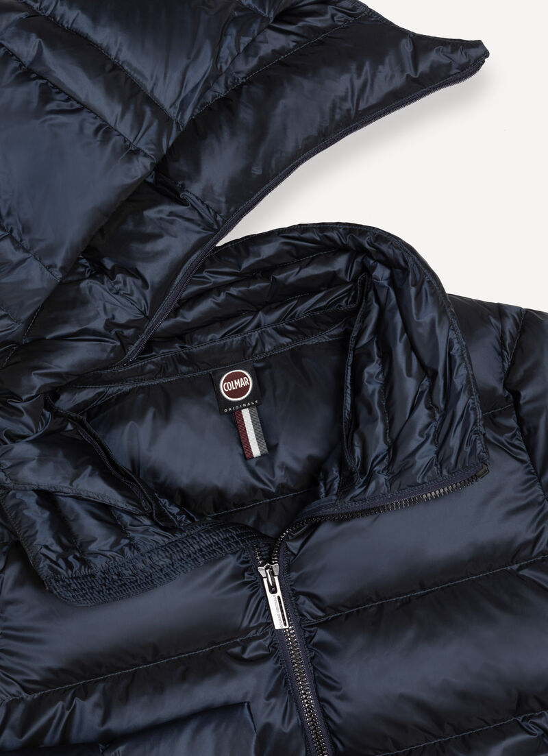 Down jacket with detachable hood