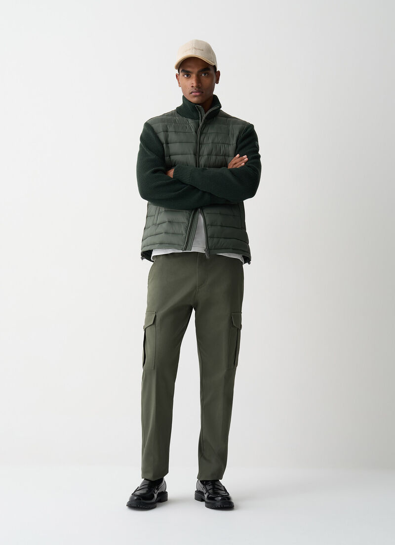 Jacket with knit sleeves