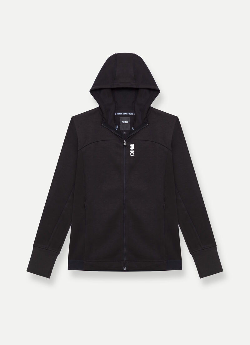 Stretch interlock hooded sweatshirt