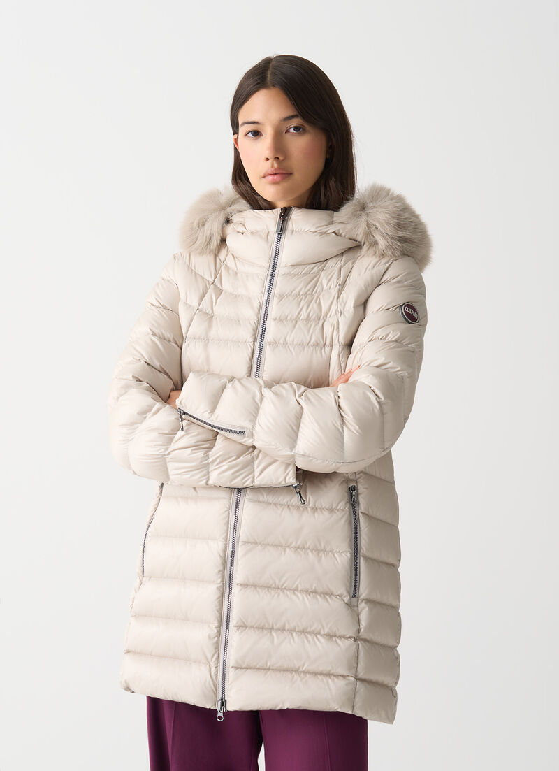 A-line down jacket with fur