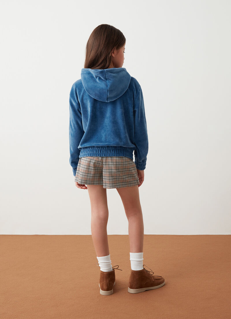 Velvet sweatshirt with zip