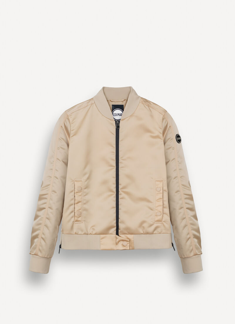 Satin bomber jacket with side zips